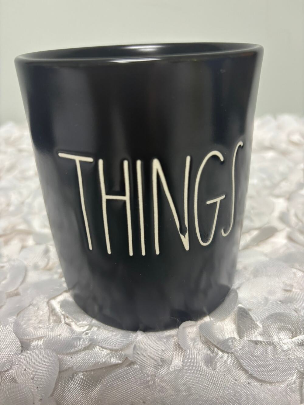 Rae Dunn THINGS Matte Black Ceramic Canister Holder Artisan Collection